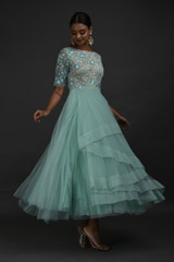 Green Floral Embroidered Dress