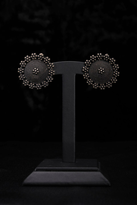 Indie Round Black Metal Earrings