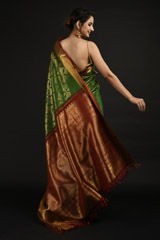 Green Floral Silk Saree_SUB1242