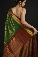 Green Floral Silk Saree_SUB1245