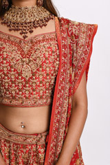 Red Embroidered LehengaDSC_3758