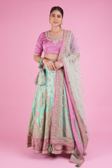 Pink And Mint Green Lehenga