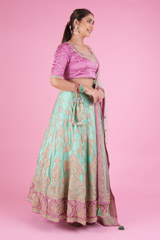 Pink And Mint Green LehengaDSC04255