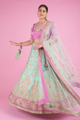 Pink And Mint Green LehengaDSC04258