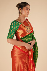 Dark Green Print Silk SareeDSC00925