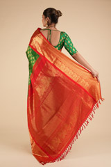 Dark Green Print Silk SareeDSC00927