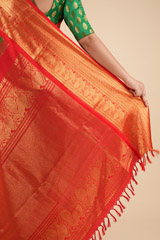 Dark Green Print Silk SareeDSC00928