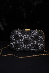 Black 3D Floral ClutchIMG_1615
