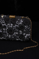 Black 3D Floral ClutchIMG_1616
