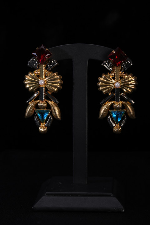 Red And Blue Stone Earrings