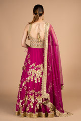 Gold Zardosi And Pearl Raw Silk LehengaDSC08340