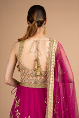 Gold Zardosi And Pearl Raw Silk LehengaDSC08341