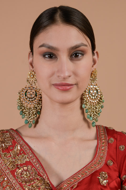 Green Stone Pearl Earring