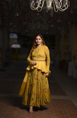 Yellow Printed Gown With Belt1