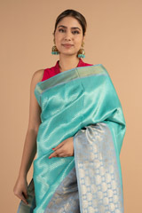 Blue Silk SareeDSC01004