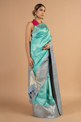 Blue Silk SareeDSC01007
