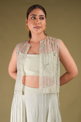 Green Organza Top Bottom SetDSC04067