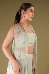 Green Organza Top Bottom SetDSC04070