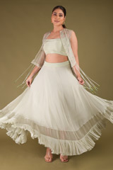 Green Organza Top Bottom SetDSC04071