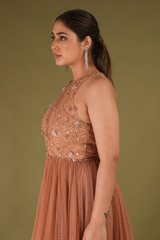 Brown Cord Razer Back GownDSC04232