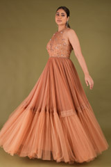 Brown Cord Razer Back GownDSC04234