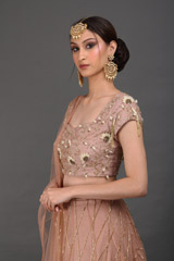 Beige Cold Shoulder Sleeve LehengaIMG_0080