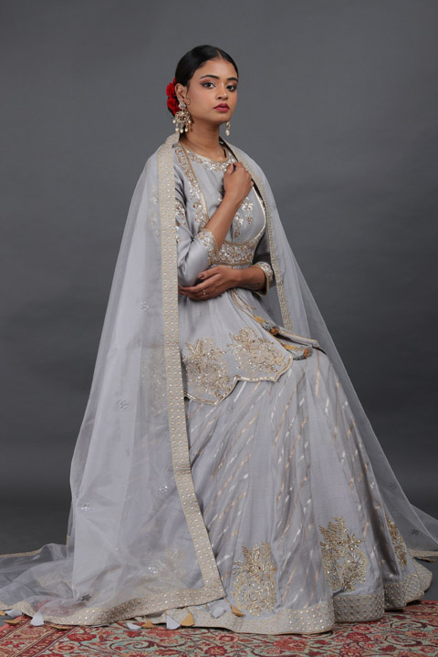 Chanderi Peplum Lehenga Set