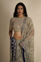 Beige Cutwork Net Saree_DSC4565