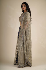 Beige Cutwork Net Saree_DSC4571
