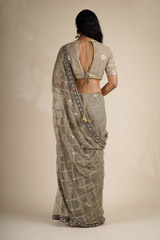 Beige Cutwork Net Saree_DSC4581