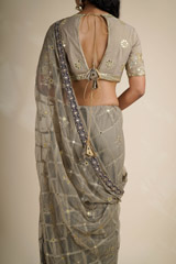 Beige Cutwork Net Saree_DSC4582