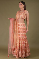 Orange Embellished Lehenga Set