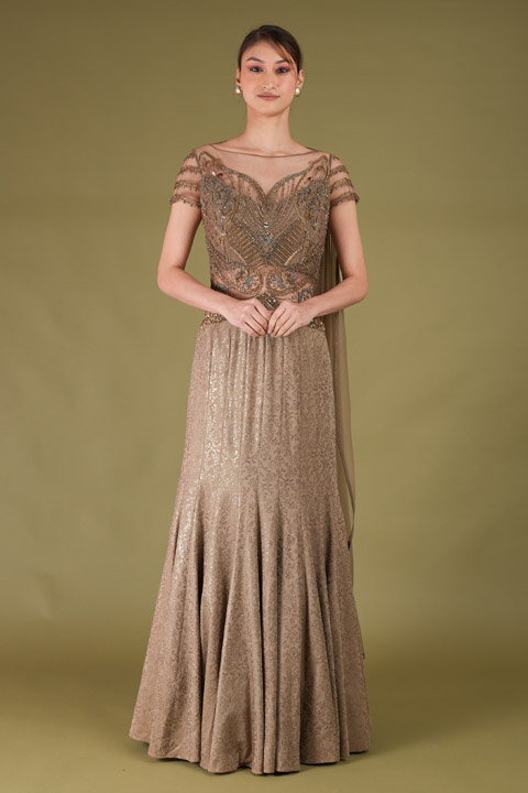 Grey Embroidered Gown