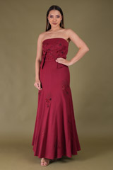 Maroon Off Shoulder Embroidered GownDSC04423