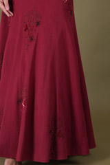 Maroon Off Shoulder Embroidered GownDSC04425