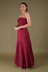 Maroon Off Shoulder Embroidered GownDSC04426