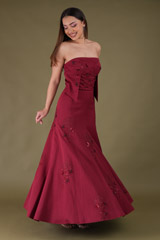 Maroon Off Shoulder Embroidered Gown