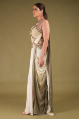 Sage Green Embroidered Saree GownDSC04058