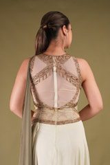 Sage Green Embroidered Saree GownDSC04061