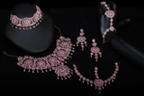 Pink Stone Studded Bridal Set