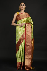 Green Toranj Motif Silk Saree