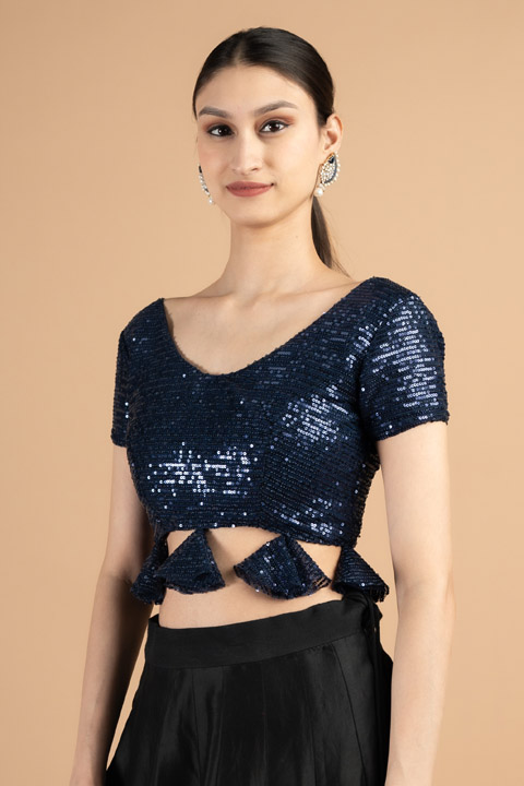 Blue Sequin Blouse