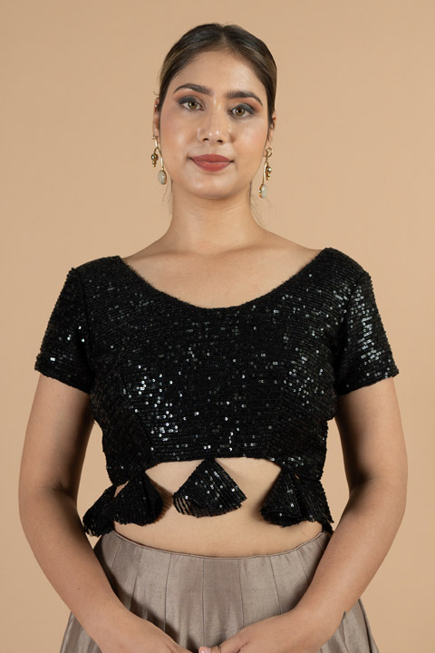 Black Sequin Blouse