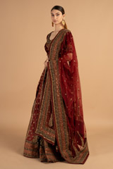Red And Black Paneled LehengaDSC01333