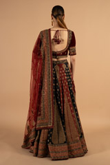 Red And Black Paneled LehengaDSC01340