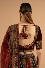 Red And Black Paneled LehengaDSC01341