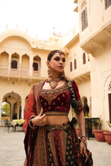 Red And Black Paneled LehengaDSC04632
