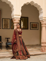 Red And Black Paneled LehengaDSC04652