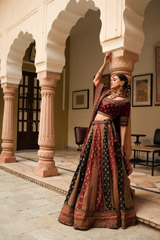Red And Black Paneled LehengaDSC04657