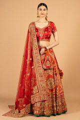 Red Embellished Lehenga